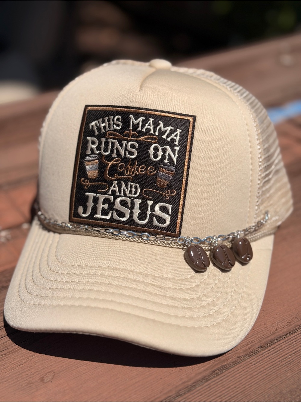This Mama Runs on Coffee and Jesus Trucker Hat